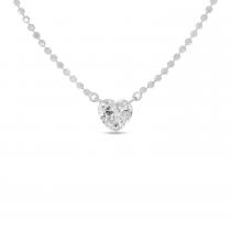 14K White Gold .30 ct Heart Dashing Diamond 18 in Bead Chain Necklace