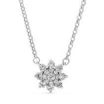 14K White Gold Diamond Starburst Necklace