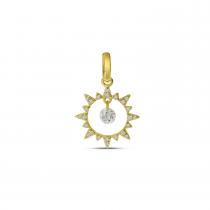 14K Yellow Gold Dashing Diamonds Sun Pendant