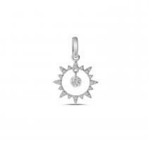 14K White Gold Dashing Diamonds Sun Pendant