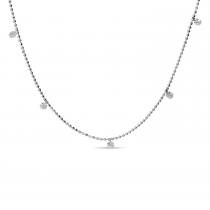 14K White Gold Five Diamond .25 ct Dashing Diamond 18 inch Bead Necklace