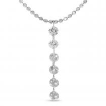 14K White Gold .30 ct Dashing Diamond Drop 18 inch Bead Chain Necklace