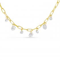 14K Yellow Gold Dashing Diamond 7-Stone 18 inch Link Necklace