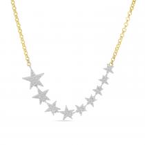 14K Two Tone Gold Diamond Star 18 inch Necklace