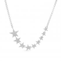 14K White Gold Diamond Star 18 inch Necklace