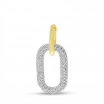 14k Yellow Gold Pave Diamond and Gold Link Pendant