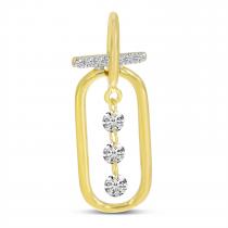 14K Yellow Gold Dashing Diamond Large Paper Clip Pendant