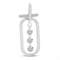 14K White Gold Dashing Diamond Large Paper Clip Pendant