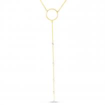 14K Yellow Gold Dashing Diamond Circle Lariat Necklace