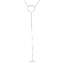 14K White Gold Dashing Diamond Circle Lariat Necklace