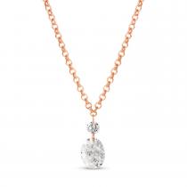 14K Rose Gold Dashing Diamond Fancy Round and Oval Diamonds Cable Chain Necklace