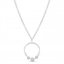 14K White Gold Dashing Diamond Half Circle Necklace