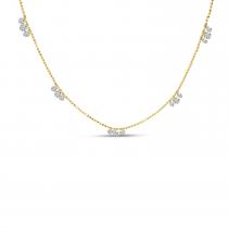 14K Yellow Gold Triple Dashing Diamond Five Station Necklace