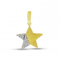 14K Yellow Gold Diamond Textured Star Pendant