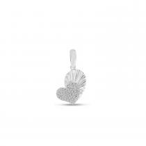 14K White Gold Diamond Textured Heart Pendant