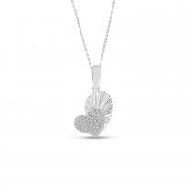 14K White Gold Diamond Textured Heart Pendant