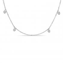 14K White Gold 1.00 ct Diamond Dashing Blank Center 18 inc Cable Chain Necklace