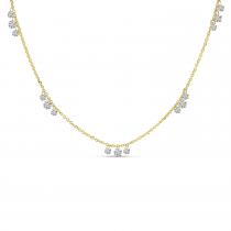 14K Yellow Gold Dashing Diamonds 3-Diamond 5-Station Necklace