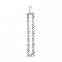 14K White Gold Diamond Long Rectangle Scattered Pendant