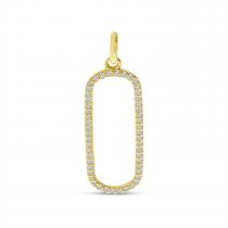 14K Yellow Gold Diamond Paperclip Pendant