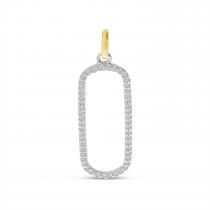 14K Two Tone Yellow and White Gold Diamond Paperclip Pendant