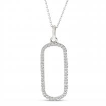 14K White Gold Diamond Paperclip Pendant