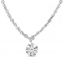 14K White Gold Single Pierced Dashing Diamond Rolo Chain Necklace