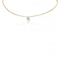 14K Yellow Gold .25 ct Single Dashing Diamond 18 inch Cable Chain Necklace