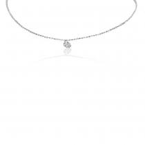 14K White Gold .25 ct Single Dashing Diamond 18 inch Cable Chain Necklace