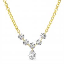 14K Yellow Gold Dashing Diamond Pear Drop Necklace