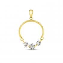 14K Yellow Gold Dashing Diamond Half Circle Pendant