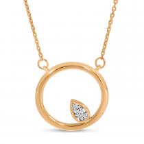 14K Rose Gold Diamond In Open Circle Necklace