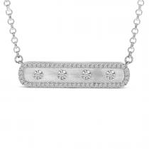 14K White Gold Diamond East 2 West Bar Necklace