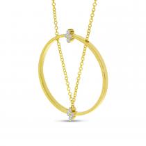 14K Yellow Gold Millgrain Diamond Circle Necklace