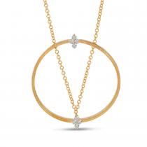 14K Rose Gold Millgrain Diamond Circle Necklace