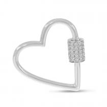 14K White Gold Diamond Heart Lock Pendant