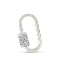 14K White Gold Diamond Lock Pendant