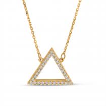 14K Rose Gold Diamond Open Triangle Necklace