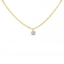 14K Yellow Gold Solitaire Swinging Dashing Diamonds 18 inch Necklace