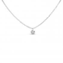 14K White Gold Solitaire Swinging Dashing Diamonds 18 inch Necklace