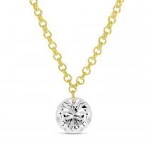 14K Yellow Gold Dashing Diamond Single Pierced Diamond 18 inch Necklace