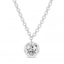 14K White Gold Dashing Diamond Single Pierced Diamond 18 inch Necklace