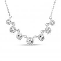 14K White Gold 7 Graduated Diamond Necklace