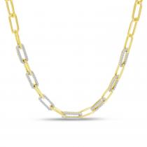 14K Yellow Gold 7-Station Diamond Paperclip Necklace