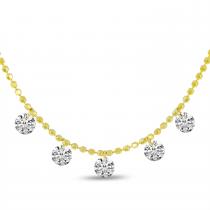 14K Yellow Gold Dashing Diamond 5-Diamond By the Yard Necklace