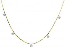 14K Yellow Gold Dashing Diamond 5-Diamond By the Yard Necklace