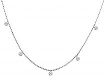 14K White Gold Dashing Diamond 5-Diamond By the Yard Necklace