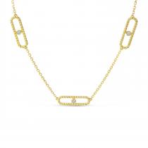 14K Yellow Gold 5-Station Diamond Twist Paperclip Necklace