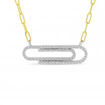 14K Yellow Gold Diamond Classic Paperclip Necklace