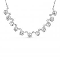 14K White Gold 11 Bezel Set Diamond Necklace